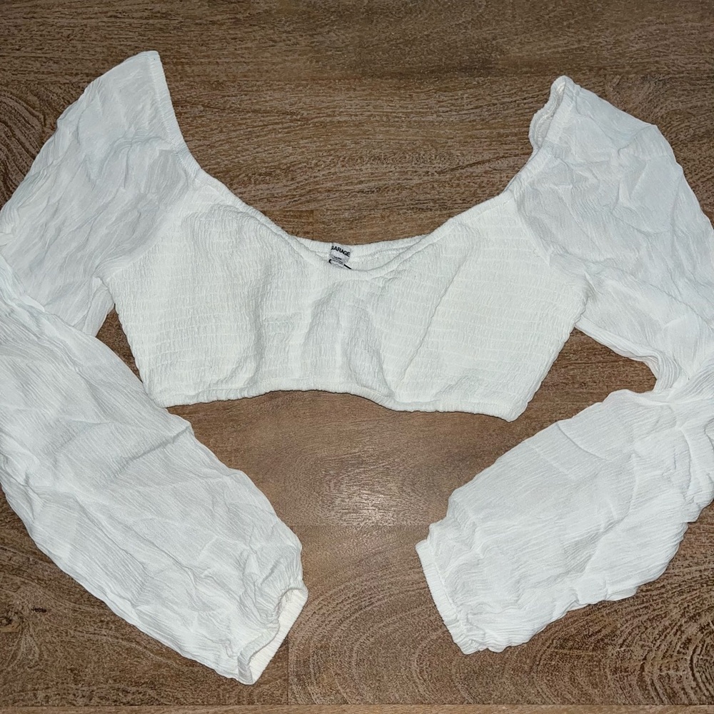 Garage White Puff Sleeve Crop Blouse